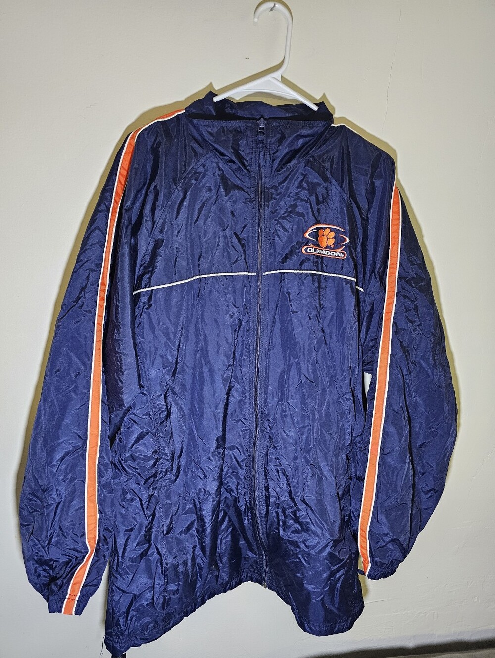 Vintage Clemson Tigers University mens Zip Front Starter Jacket Blue Size L